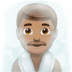 🧖🏽‍♂️ man in steamy room: medium skin tone display on Apple